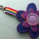 Hand Stitched Keyring/bag Charm - Floral Dippy..