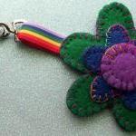 Hand Stitched Keyring/bag Charm - Floral Dippy..